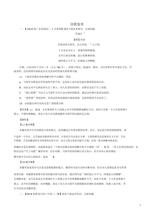 最新高考语文全国百强校分类汇编之考前模拟专题05诗歌鉴赏解析版(1).docx