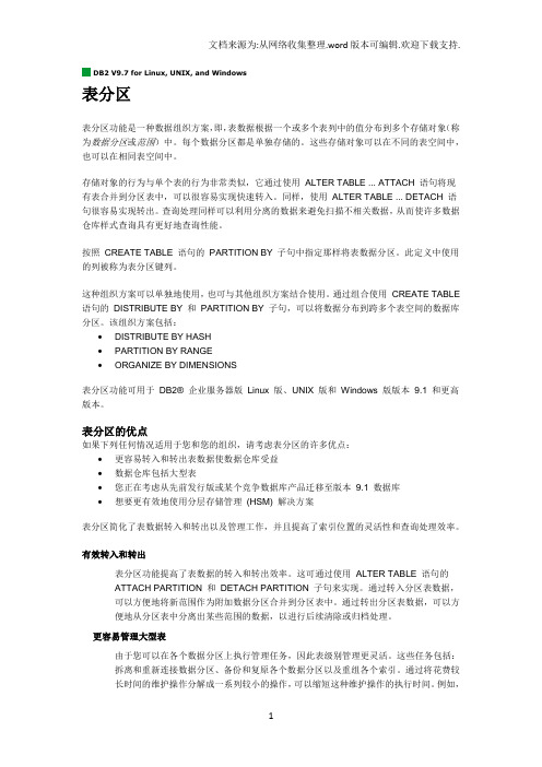 DB2分区表