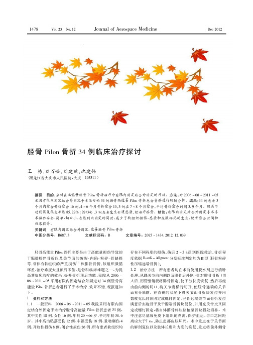 胫骨Pilon骨折34例临床治疗探讨