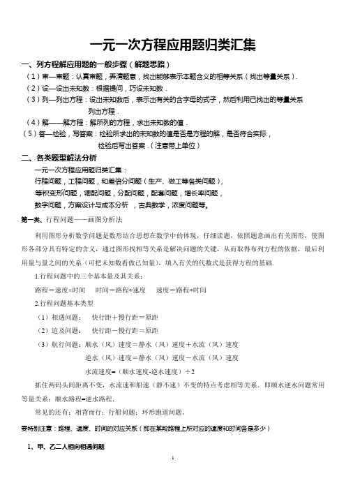 一元一次方程应用题归类汇集(实用)