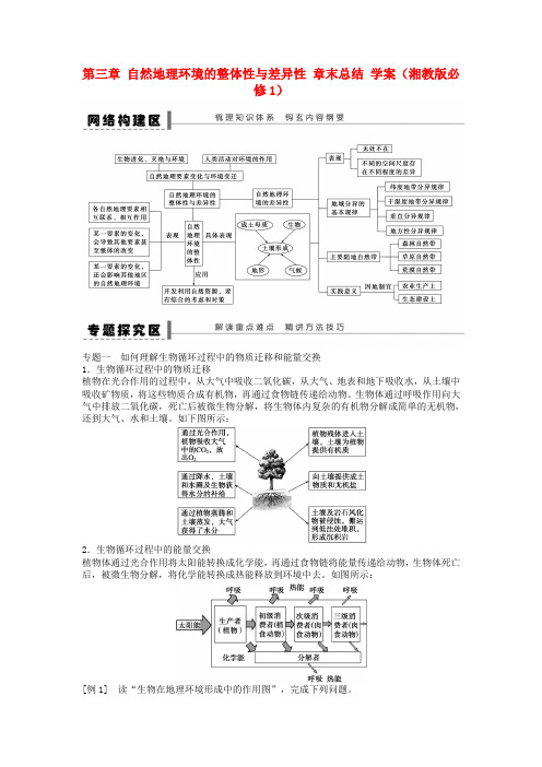 高中地理 第三章 自然地理环境的整体性与差异性章末总结学案 湘教版必修1