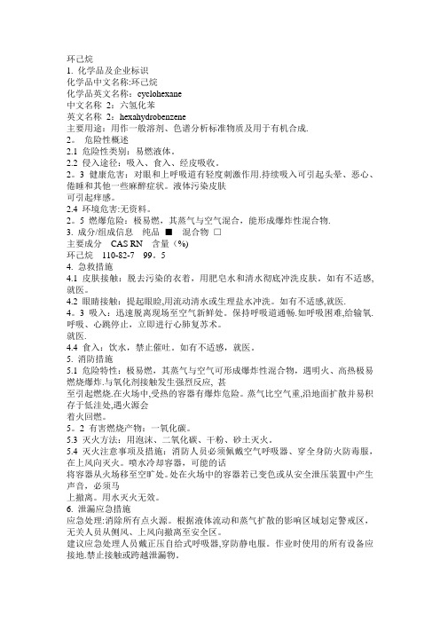 危化品MSDS-环己烷
