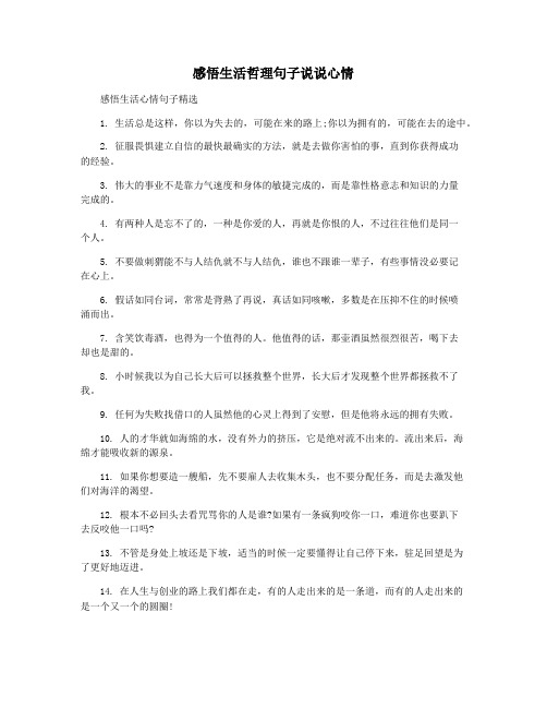 感悟生活哲理句子说说心情