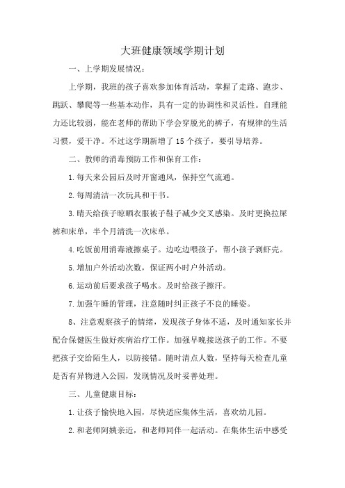 大班健康领域学期计划