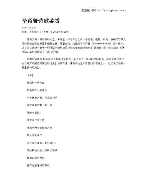 毕肖普诗歌鉴赏