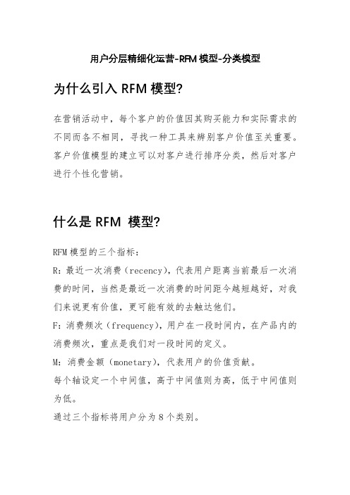 用户分层精细化运营-RFM模型-分类模型