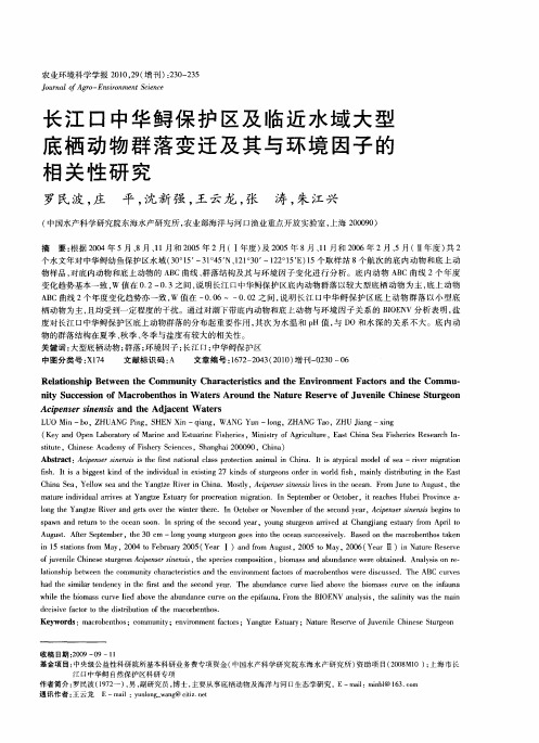 长江口中华鲟保护区及临近水域大型底栖动物群落变迁及其与环境因子的相关性研究