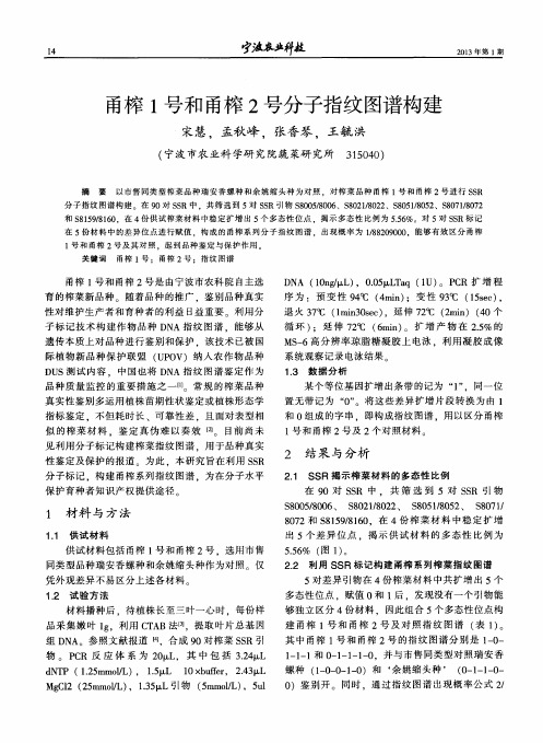 甬榨1号和甬榨2号分子指纹图谱构建