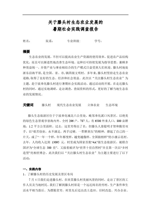 暑期社会实践调查报告