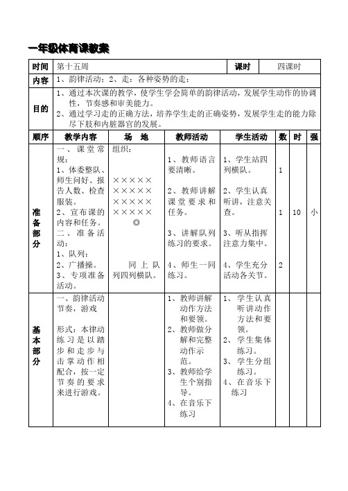 小学一年级体育全套的教案已整理