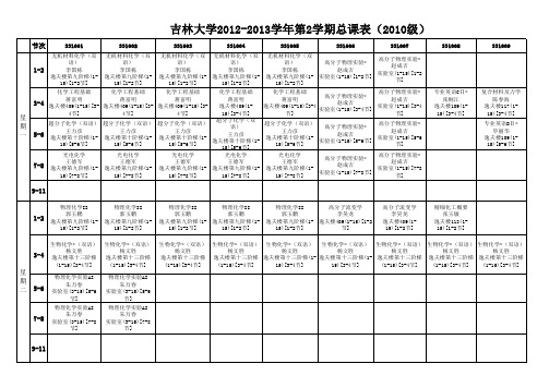 化学学院本科生2012-2013学年第二学期课程表