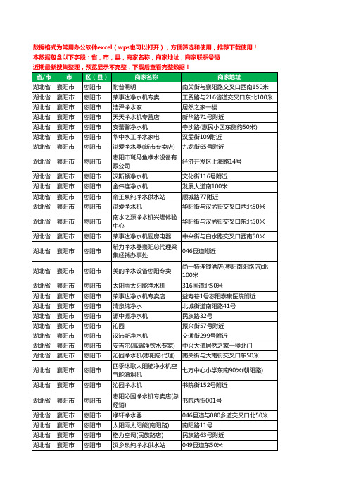 2020新版湖北省襄阳市枣阳市净水器工商企业公司商家名录名单联系电话号码地址大全57家