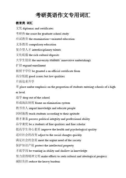 2011考研英语作文专用词汇手册