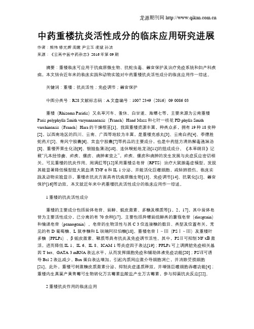 中药重楼抗炎活性成分的临床应用研究进展
