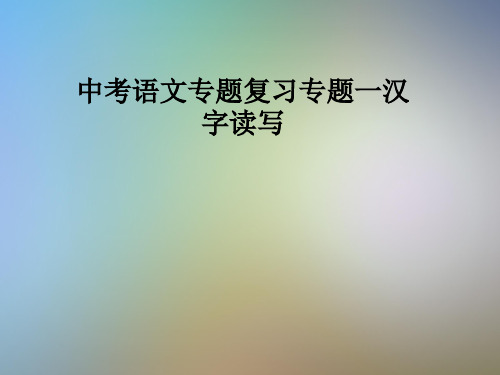 中考语文专题复习专题一汉字读写