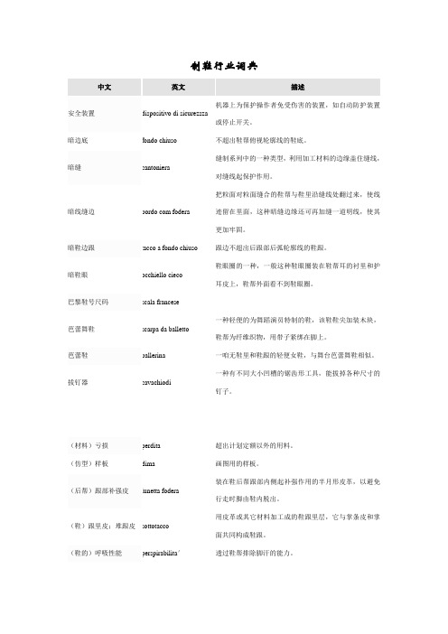 制鞋行业词典