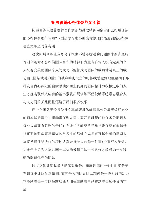 拓展训练心得体会范文4篇