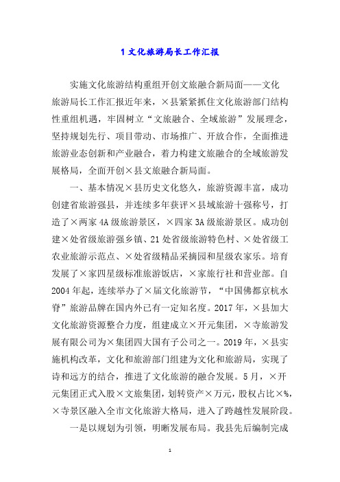 文化旅游局长工作汇报