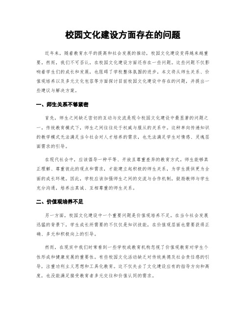 校园文化建设方面存在的问题