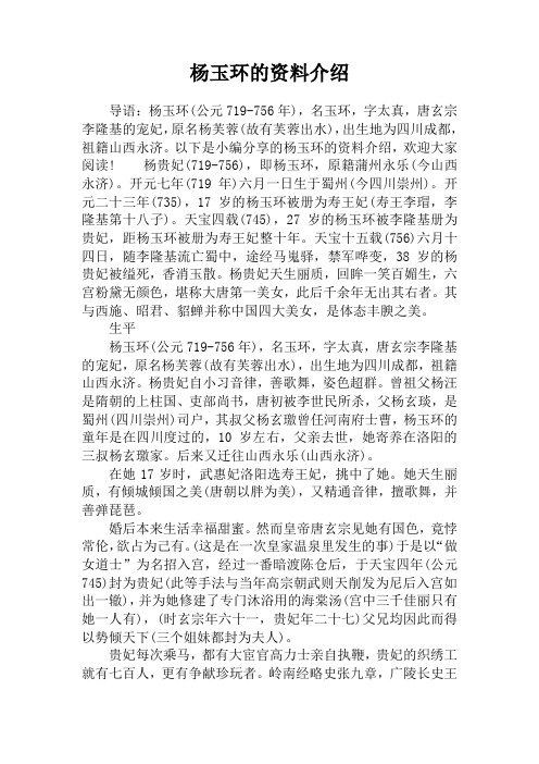 杨玉环的资料介绍