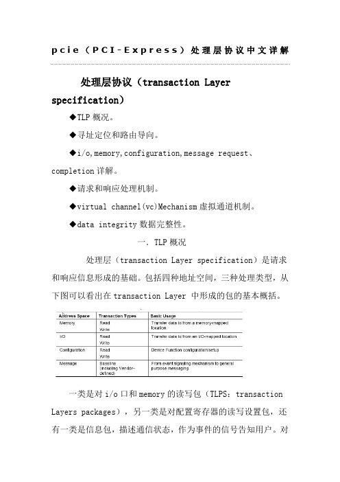 pcie处理层协议中文详解