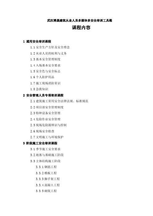 多媒体安全培训工具箱课程内容(推介版)