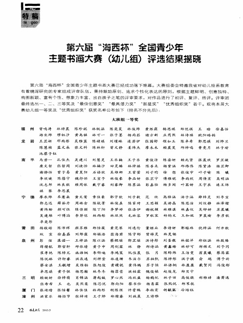 第六届“海西杯”全国青少年主题书画大赛(幼儿组)评选结果揭晓