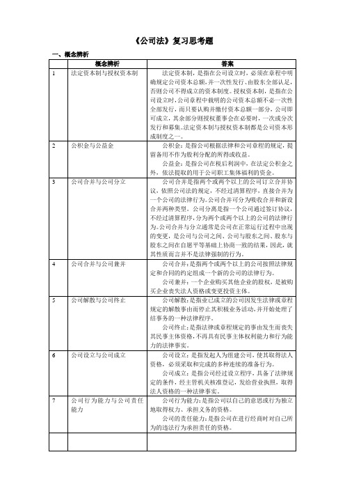 公司法复习思考题