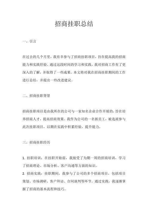 招商 挂职总结