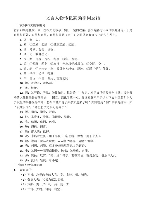 文言人物传记高频字词总结