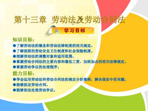 经济法(第二版)第十三章劳动法及的劳动合同法67页