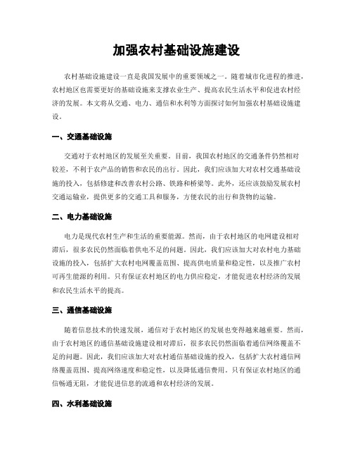 加强农村基础设施建设