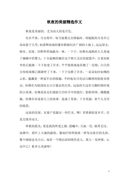 秋夜的美丽精选作文