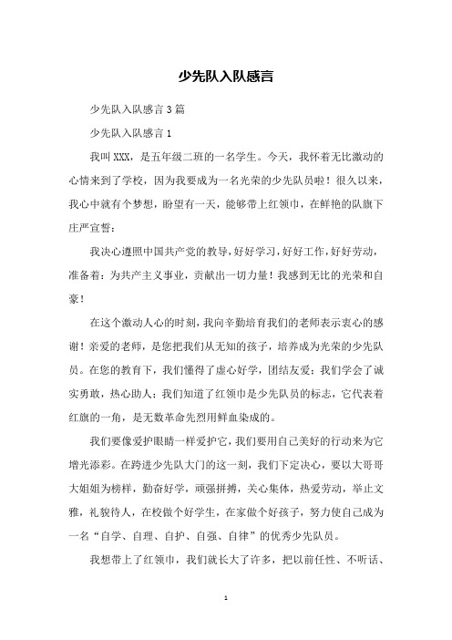 少先队入队感言