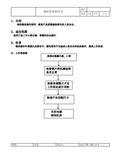 锯床安全作业指导书