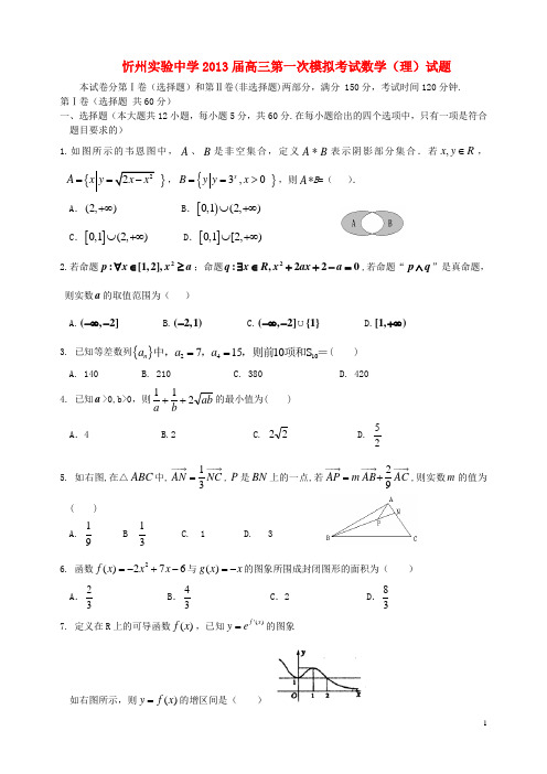 山西省忻州市高三数学第一次模拟考试试题 理 新人教版