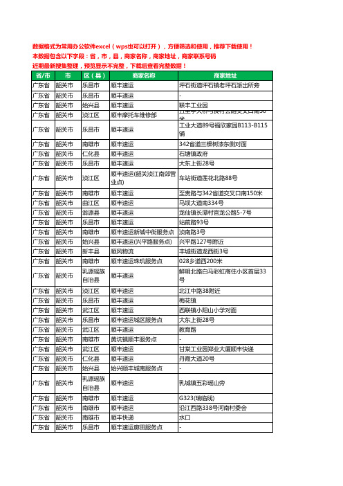新版广东省韶关市顺丰快递工商企业公司名录名单大全43家
