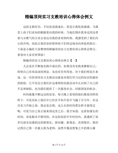精编顶岗实习支教培训心得体会例文