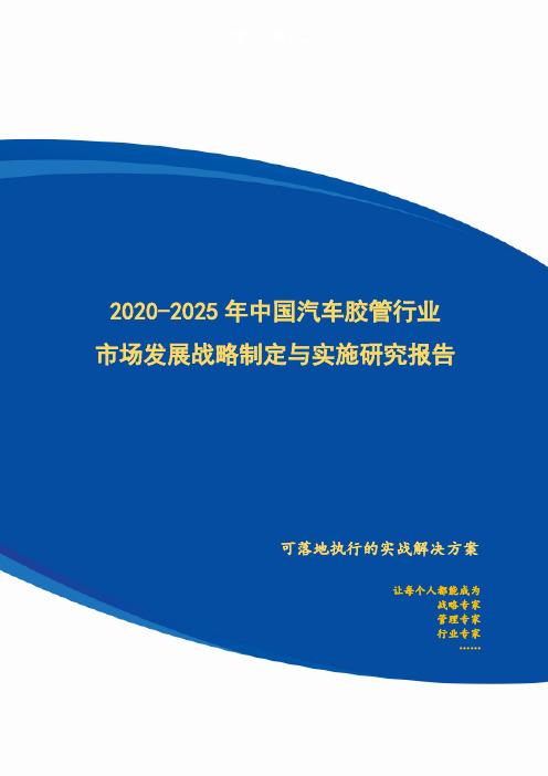2020-2025年中国汽车胶管行业市场发展战略制定与实施研究报告