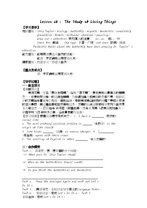 冀教版英语九年级上册9A_Lesson 28导学案(含答案)