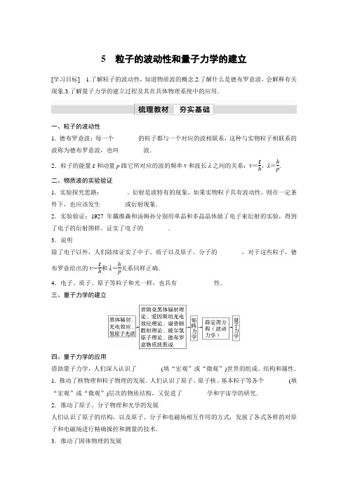 高中物理选修三 新教材 学习笔记第4章 5 粒子的波动性和量子力学的建立