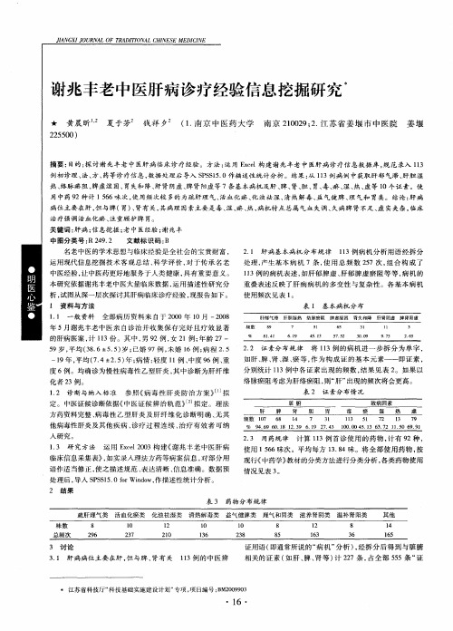 谢兆丰老中医肝病诊疗经验信息挖掘研究