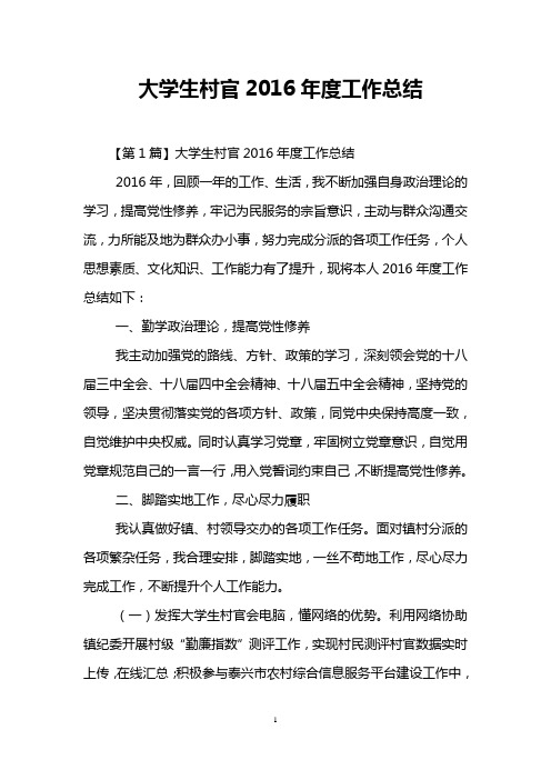 大学生村官2016年度工作总结