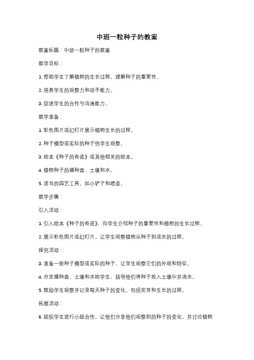 中班一粒种子的教案