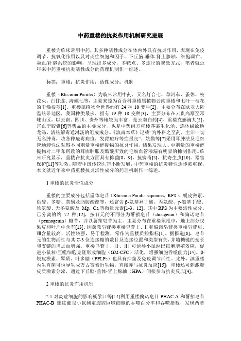 中药重楼的抗炎作用机制研究进展