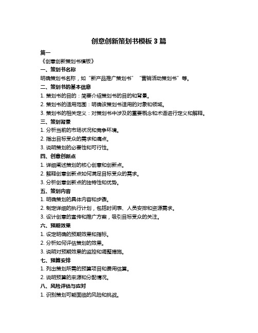 创意创新策划书模板3篇
