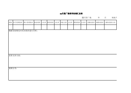 客诉处理汇总表