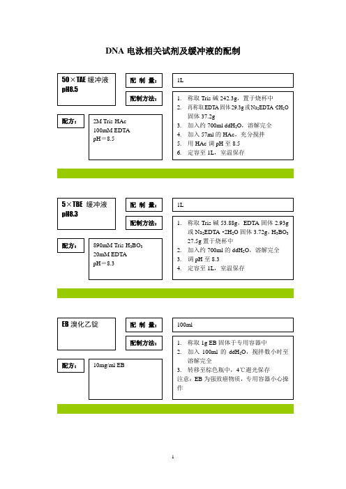 DNA电泳相关试剂及缓冲液的配制