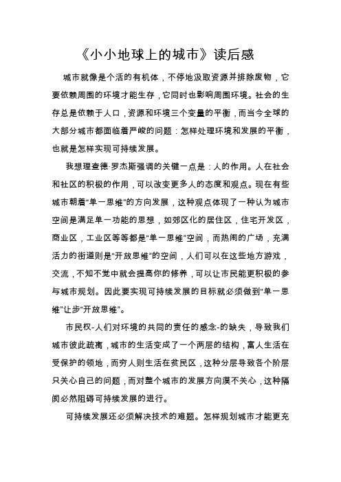 小小地球上的城市读后感