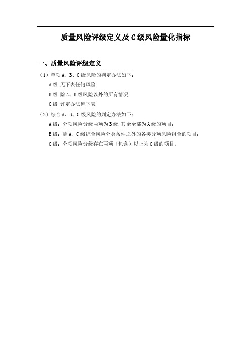 质量风险评级定义及C级风险量化指标2.0